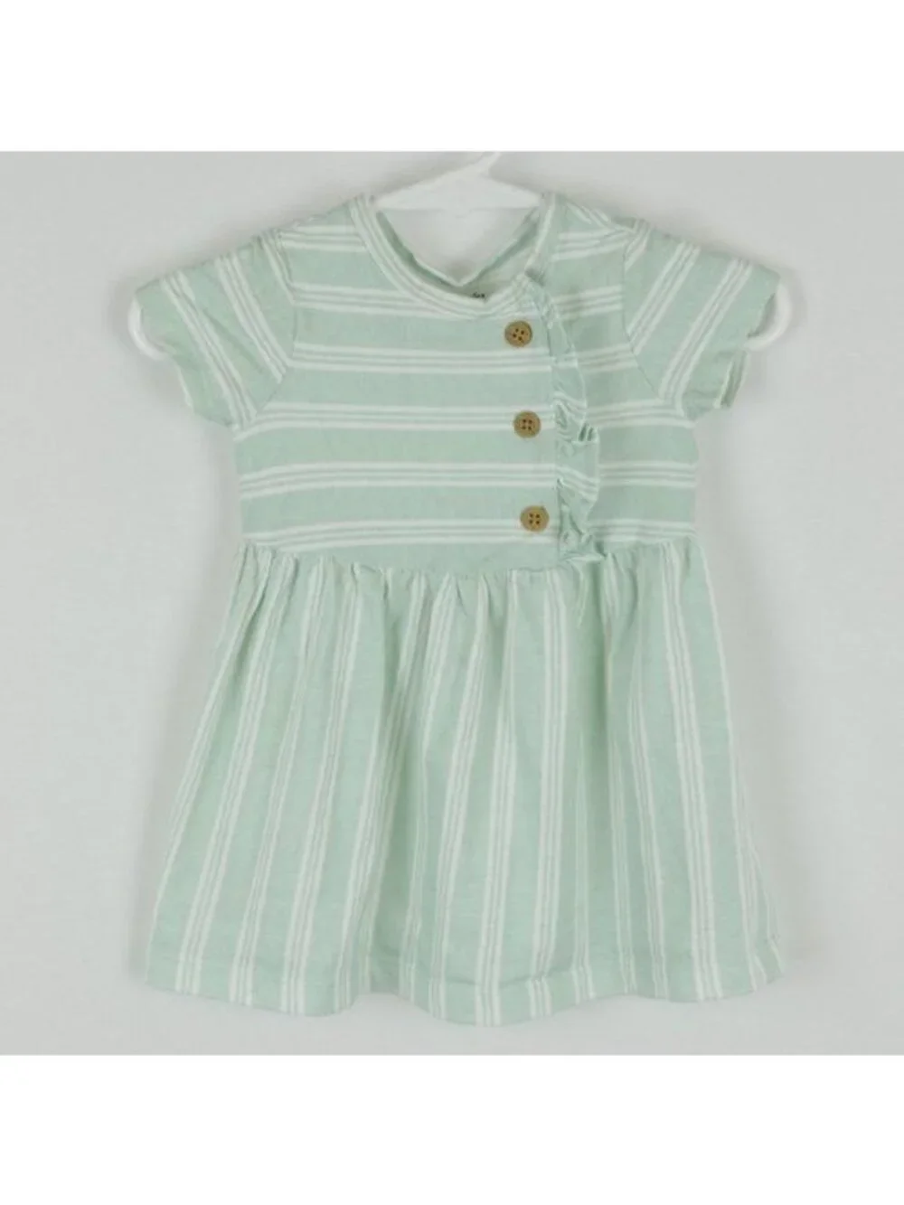 Carter's Infant Girls Size 6 Month Green Striped Knit Short Sleeve Knit Dress